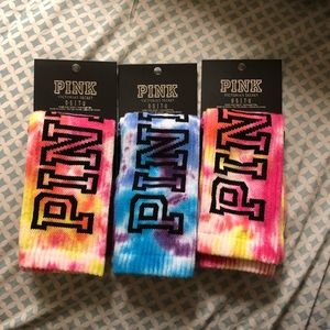 PINK tie dye knee high sock bundle